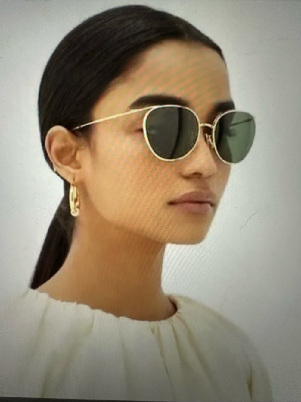 Celine Gold Frame Green Lens Round Sunglasses - Women